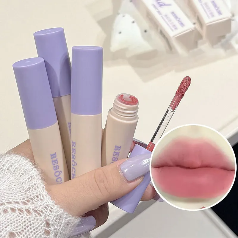 Bean Paste Pink Lip Mud Matte Velvet Red Brown Lip Gloss Moisturizer Waterproof Lasting Non Drying Non-Stick Cup Lip Tint Makeup — image 5