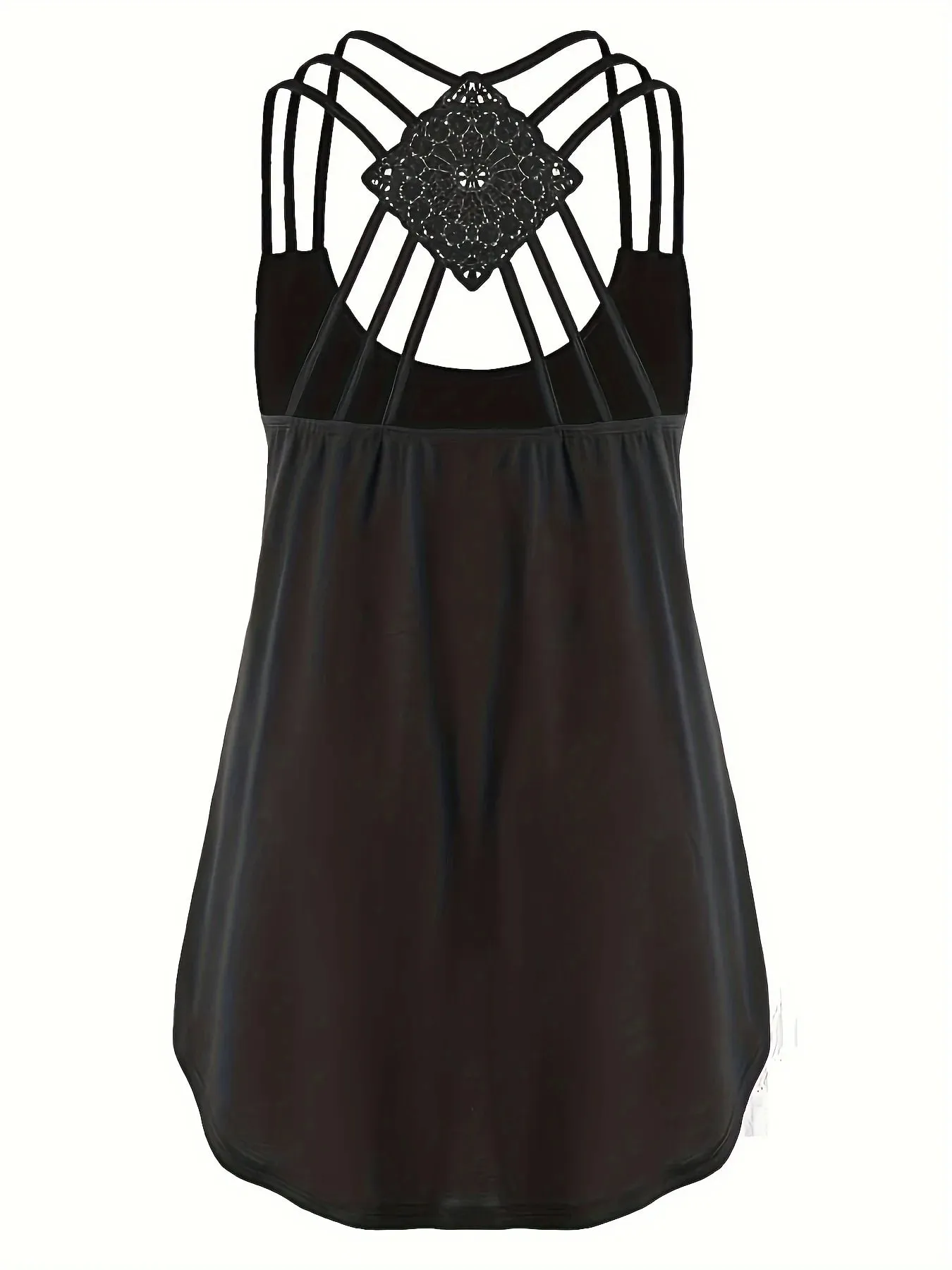 Plus Size Summer Fashion Solid Color Suspender Criss Cross Cami Tank Women's Oversized Slight Stretch Backless Casual Top