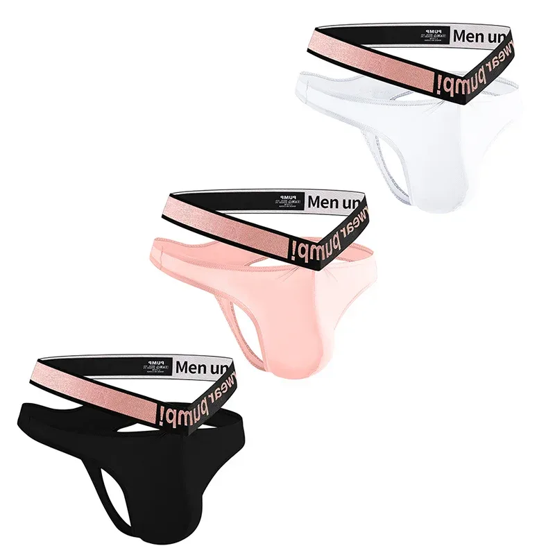 Trendy Little Triangle da uomo a vita bassa a vita bassa, vestibilità aderente, fascia elastica per sollevamento dell'anca, scollo a V sfumato rosa