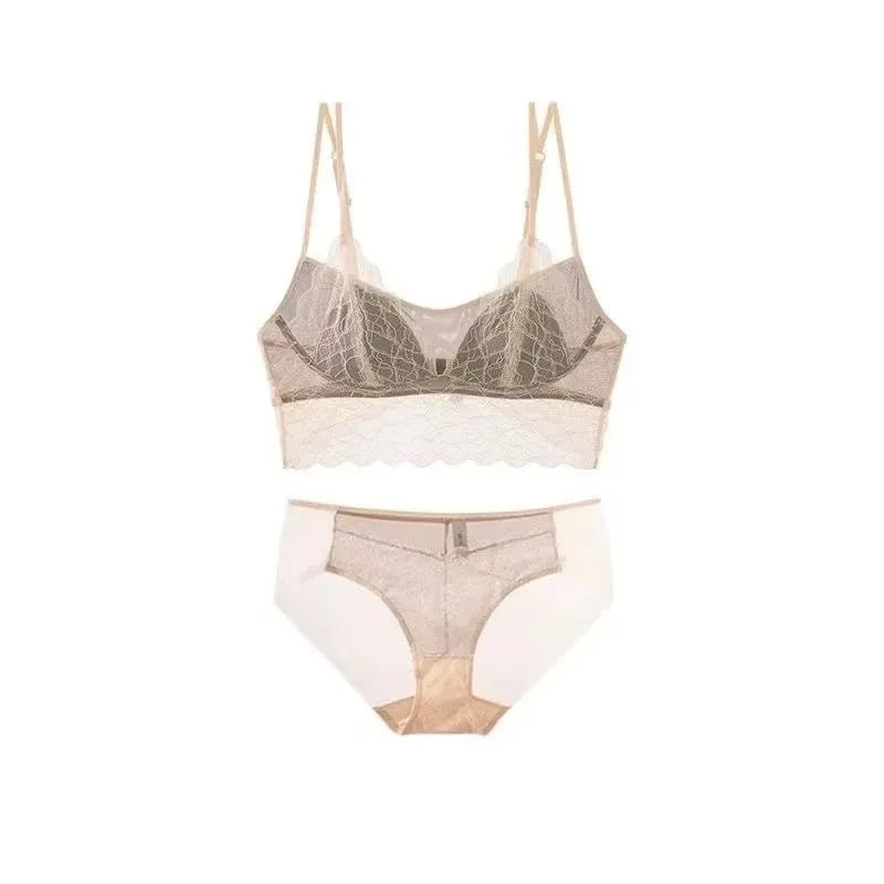 Sexy Lace Bralette No Underwire | French Triangle Cup Bra | Summer Thin Breathable for Women | Slimming Strappy Back Lingerie