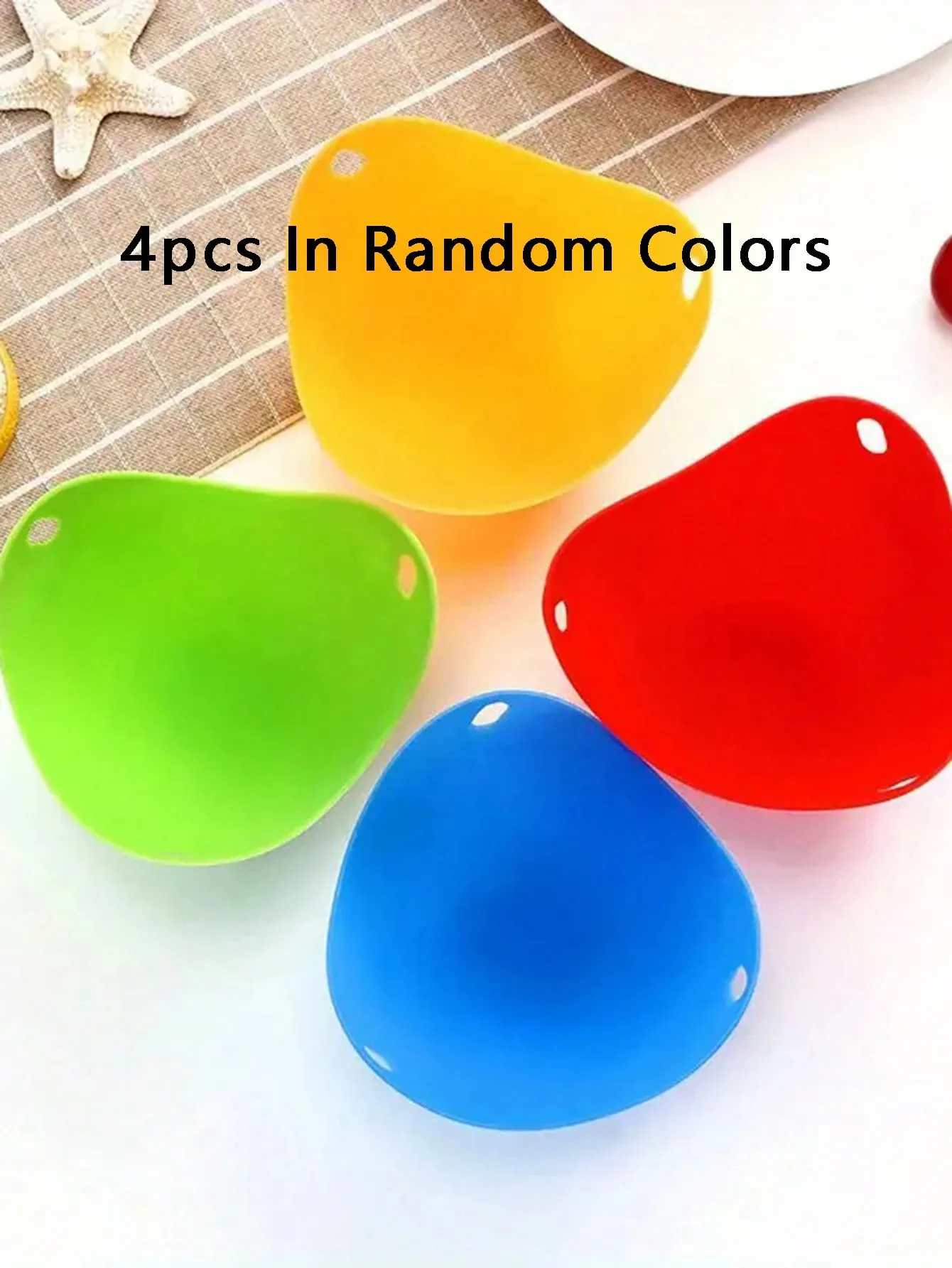 4pcs In Random Colors Egg Boiler Mold Cup Silicone Egg Poachers Poached Egg Cups For Microwave Air Fryer Stovetop Egg Cooking
