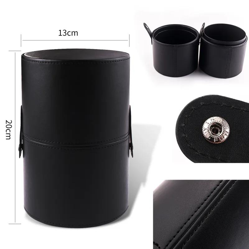 Makeup Brush Cylinder Brushes Storage Holder Organizer Travel Case for Cosmetic Tools PU Leather Big 1pcs