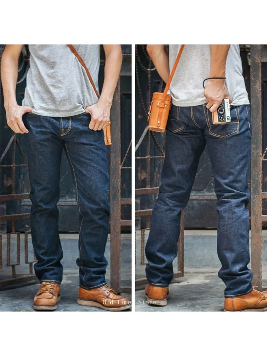 Red Tornado 511XX-0001 Jeans da uomo in denim con cimosa di linea rosa da 16 once, vestibilità dritta, silhouette slim