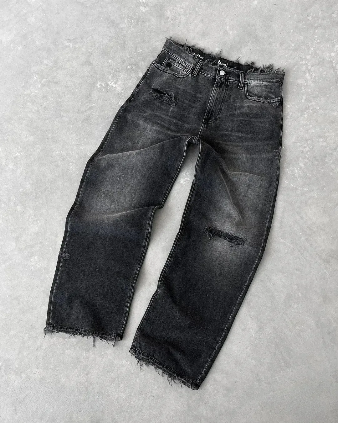 Straight Jeans Distressed Men Jean Ripped Holes Washed Denim Pants Ankle Length Loose Solid Zipper Fly Pockets Casual 2026