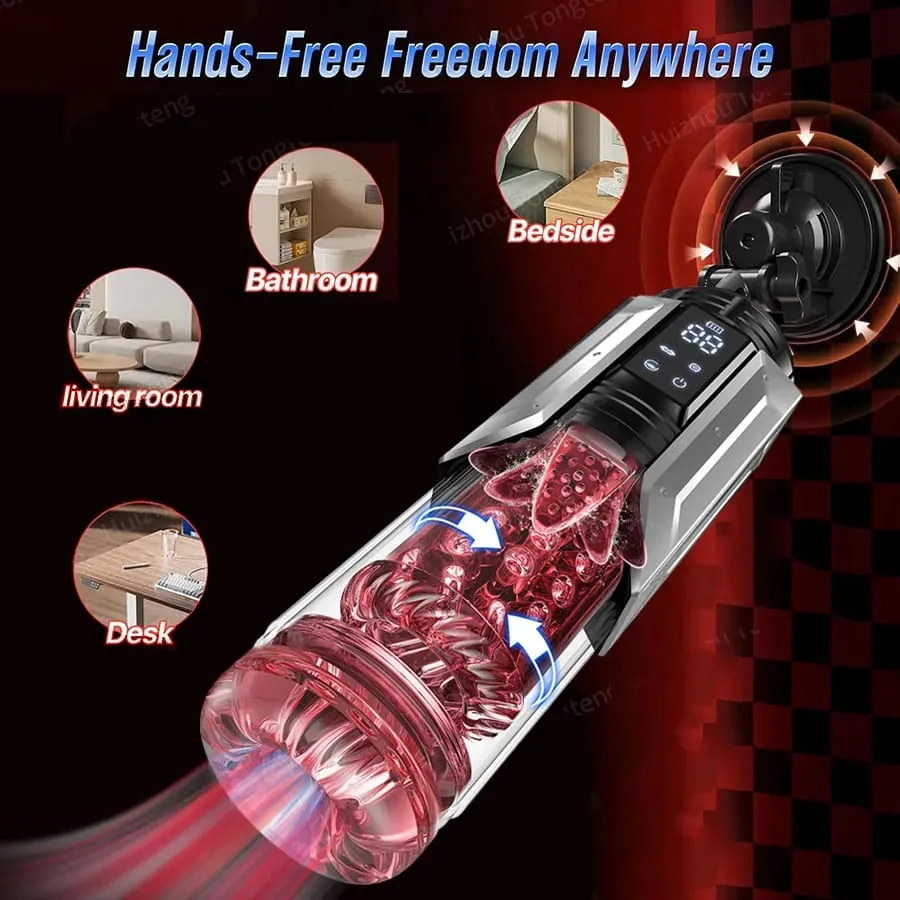 APP LED Automatic Male Masturbator Cup 7 Sucking Rotating Licking Thusting Modes Pocket Pussy Stroker Blowjob Sex Toys For Men
