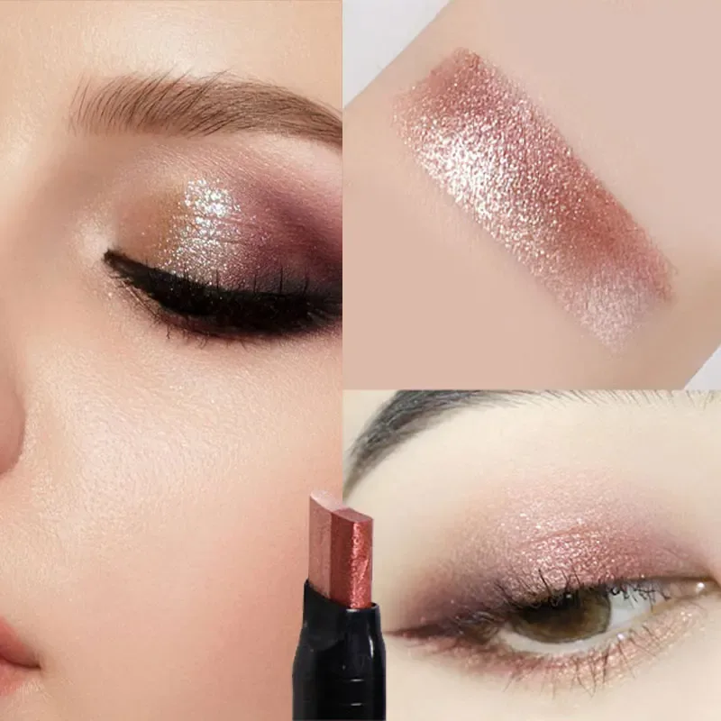 Glitter Double Color Gradient Eyeshadow Stick Pencil Two Tone Shimmer Metallic Lazy Eye Shadow Pen Waterproof 2 in 1 Eye Makeup — image 12