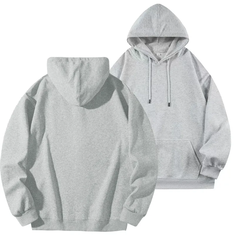 Logo Tersuai DIY Sweatshirt Bertudung Hitam Kapas Tulen Pullover Lengan Panjang Atasan Kasual untuk Lelaki Dan Wanita Fesyen Musim Sejuk Musim Gugur