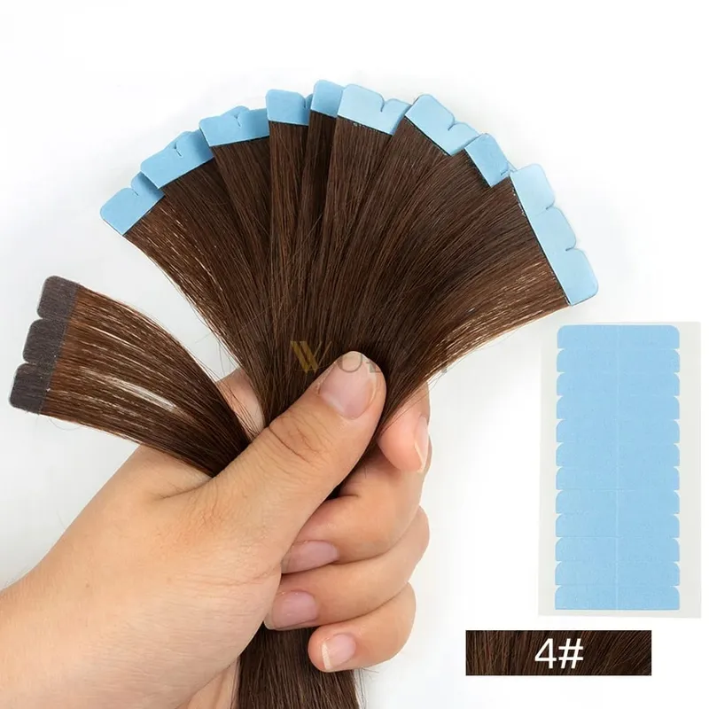 Invisible Mini Tape In Human Hair Extensions Seamless Adhesive Natural Straight Hair 12-24 Inches Machine Remy Hair 10pcs/pack