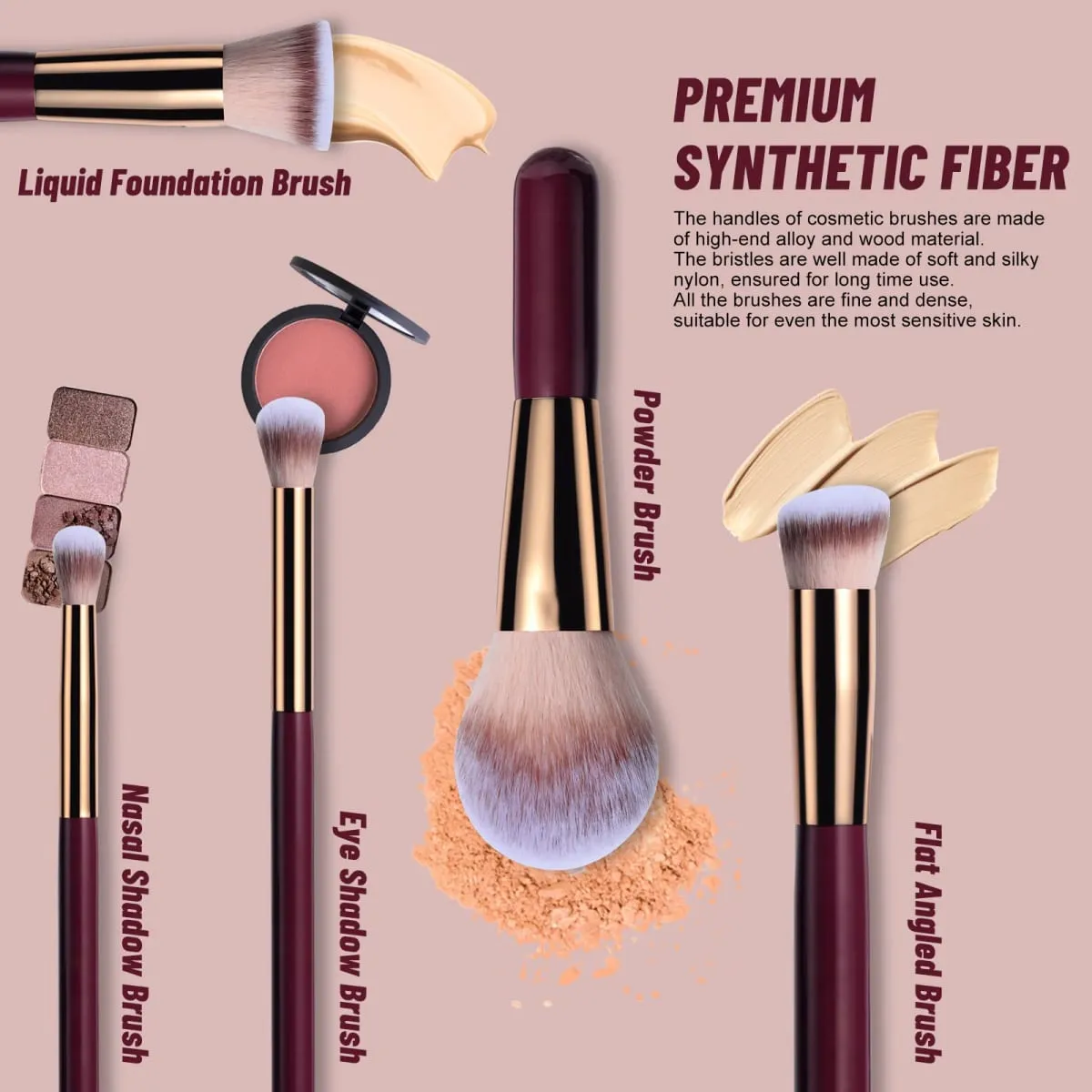 14 PCS Makeup Brush Set With Illuminated Mirror Portable Short Handle LED Light USB Rechargeable Makeup Brushes Kit — image 5