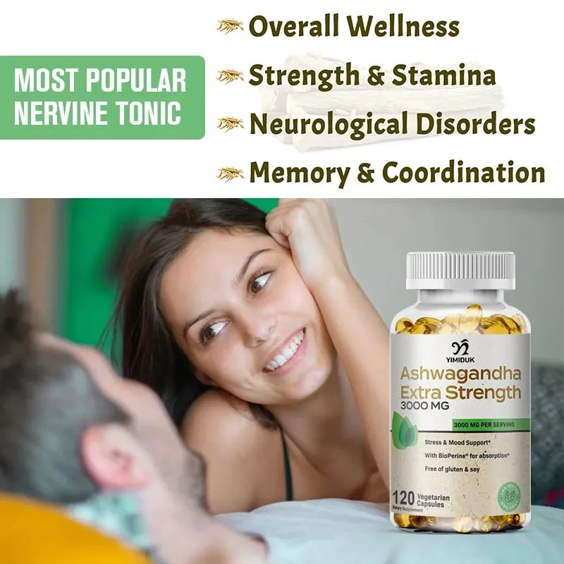Organic Ashwagandha Root Extract Capsule Ashwagandha Supplement Help Stress Focus Brain Energy Support Sleep Health