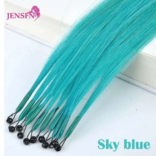 8D Natural Hair Extensions Human Hair 10pcs 0.5g/s Micro Ring 18Inch Micro Link Hair Loop Extension For Women variety of color