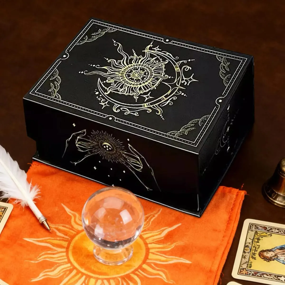 Magnetic Lid Tarot Card Box Portable Lightweight Storage Organizer for Oracle/Playing Cards Jewelry Keepsakes Home Display