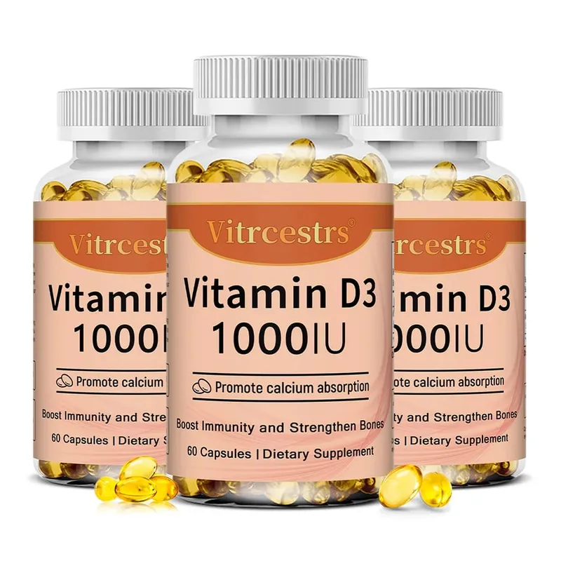 Vitamin D3 1000iu hỗ trợ miễn dịch Chức năng cơ bắp khỏe mạnh và sức khỏe xương - Non-GMO Gluten Free 120 Viên nang thực vật
