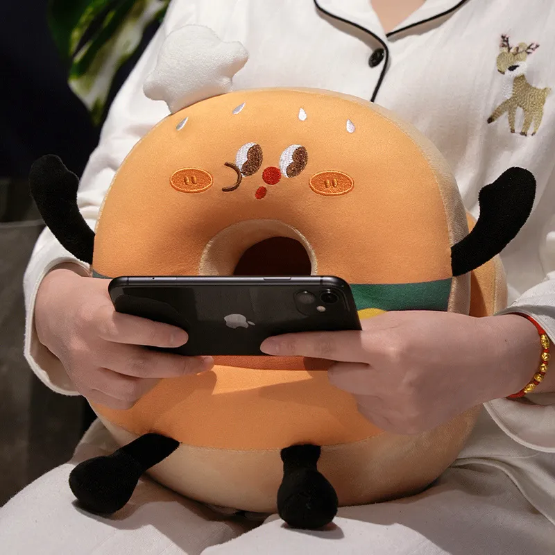 Hamburger Chips Plush Kawaii Sleeping Pillow Cartoon Cushion for Office Chair Waist Backrest Cushion Sofa Home Decor Kid Gifts