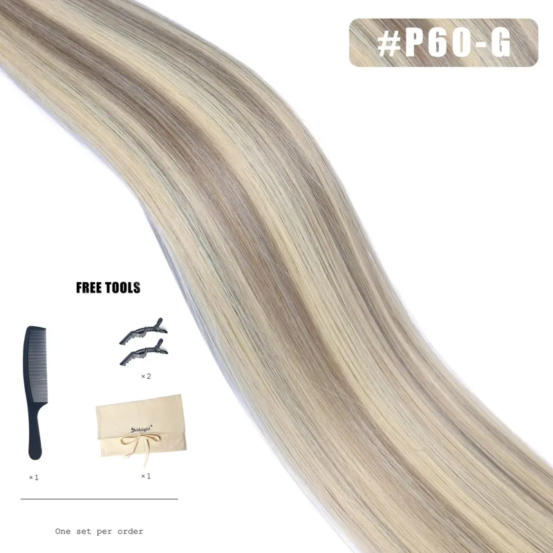 Genius Weft Human Hair Extensions 100G Double Drawn Blonde Bundles Invisible Straight Virgin Hair Weft Full End Top Quality — image 8