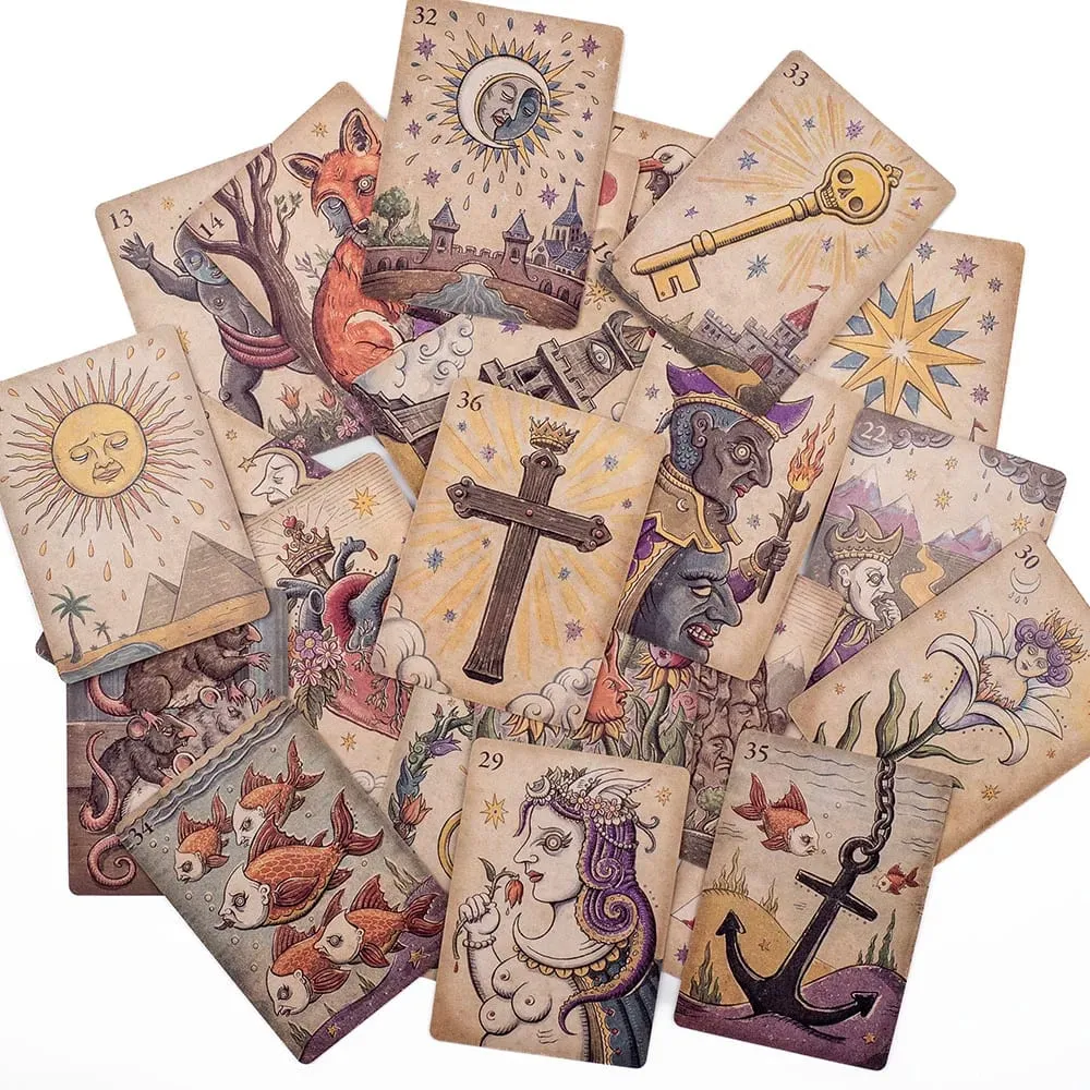 36Pcs Lenormand Della Luna Tarot Deck Tabletop Cards Of Group Games For Parties Precognition & Divinatio Oracle Set 7.3*10.2cm