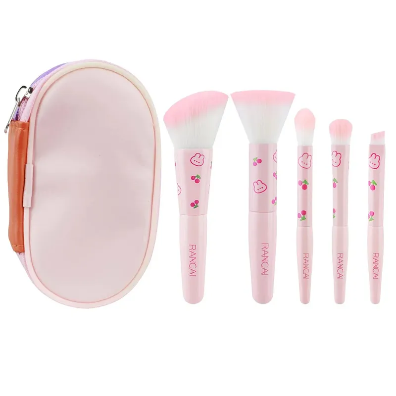5-delige schattige compacte make-upborstelset met etui Premium borstel voor onberispelijke foundation Blush oogschaduwtoepassing Beauty Tools