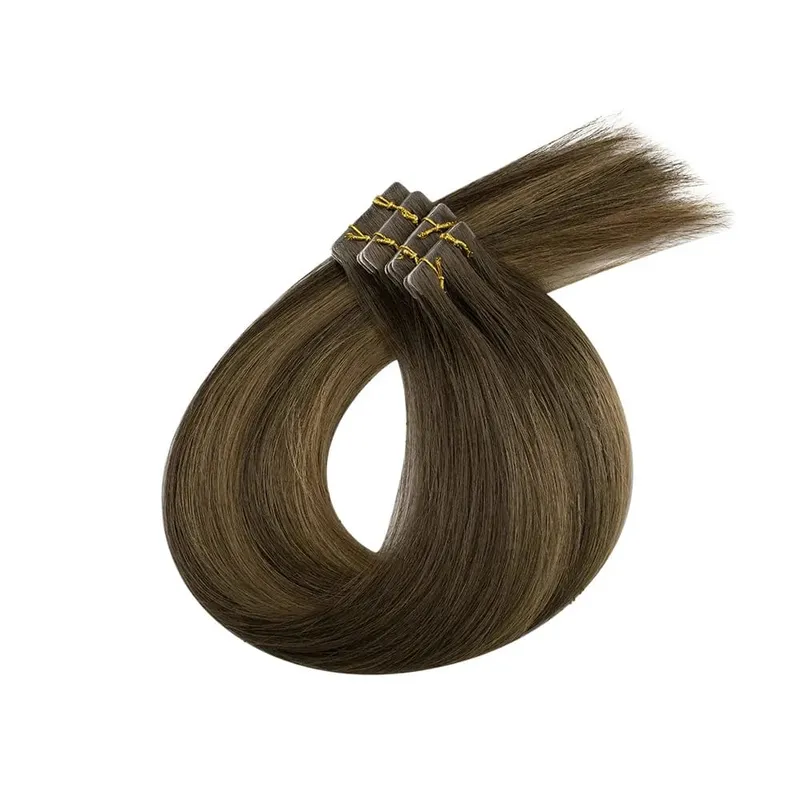 Full Shine Injection Virgin Human Hair Extensions PU Skin Weft Tape In Blonde Color Virgin Invisible Seamless 5Pcs for Testing