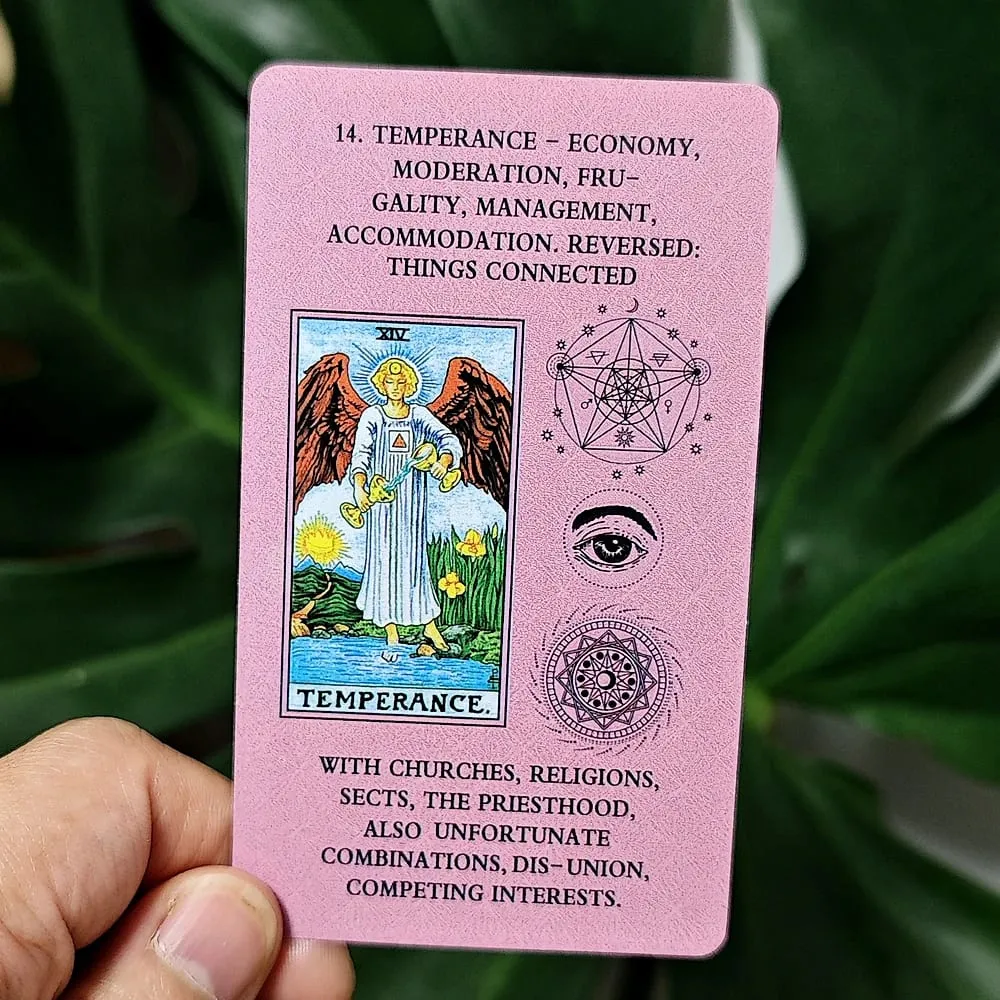 10.3*6cm Pink Learning Tarot 78 Pcs Tarot Cards with Keywords Based on Rider Waite System