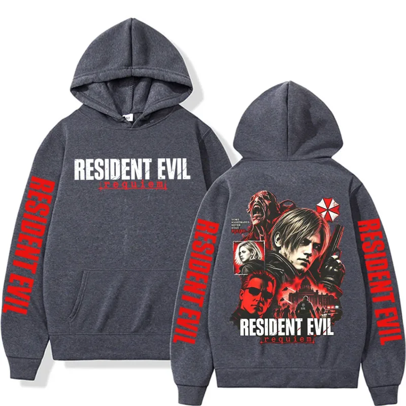Leon Kennedy 生化危機安魂曲商品運動衫男士女士休閒高品質抓絨連帽衫原宿經典哥德連帽衫