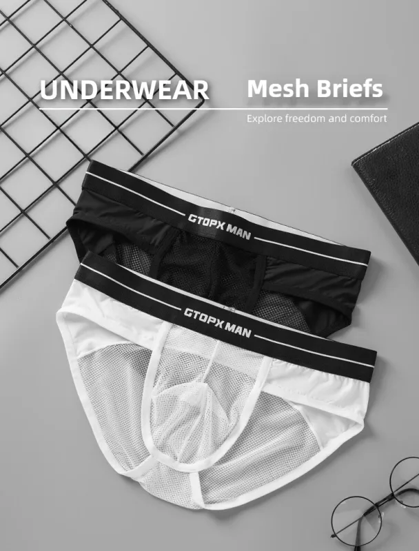 Mens Sexy Underwear U Convex Thin Mesh Transparent Briefs Low Rise Breathable Underpanties — image 8