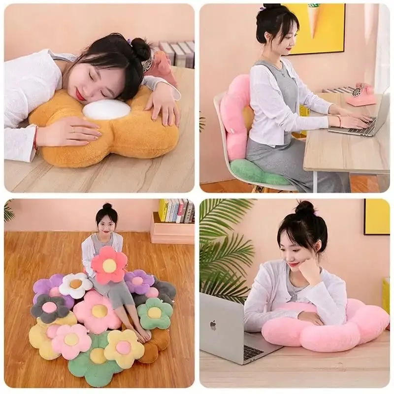 Practical 35cm Kawaii Colorful Flower Plush Pillow Cushion Soft Sunflower Plant Mat Stuffed Sofa Bed Sleeping Back Decor Gifts — image 9