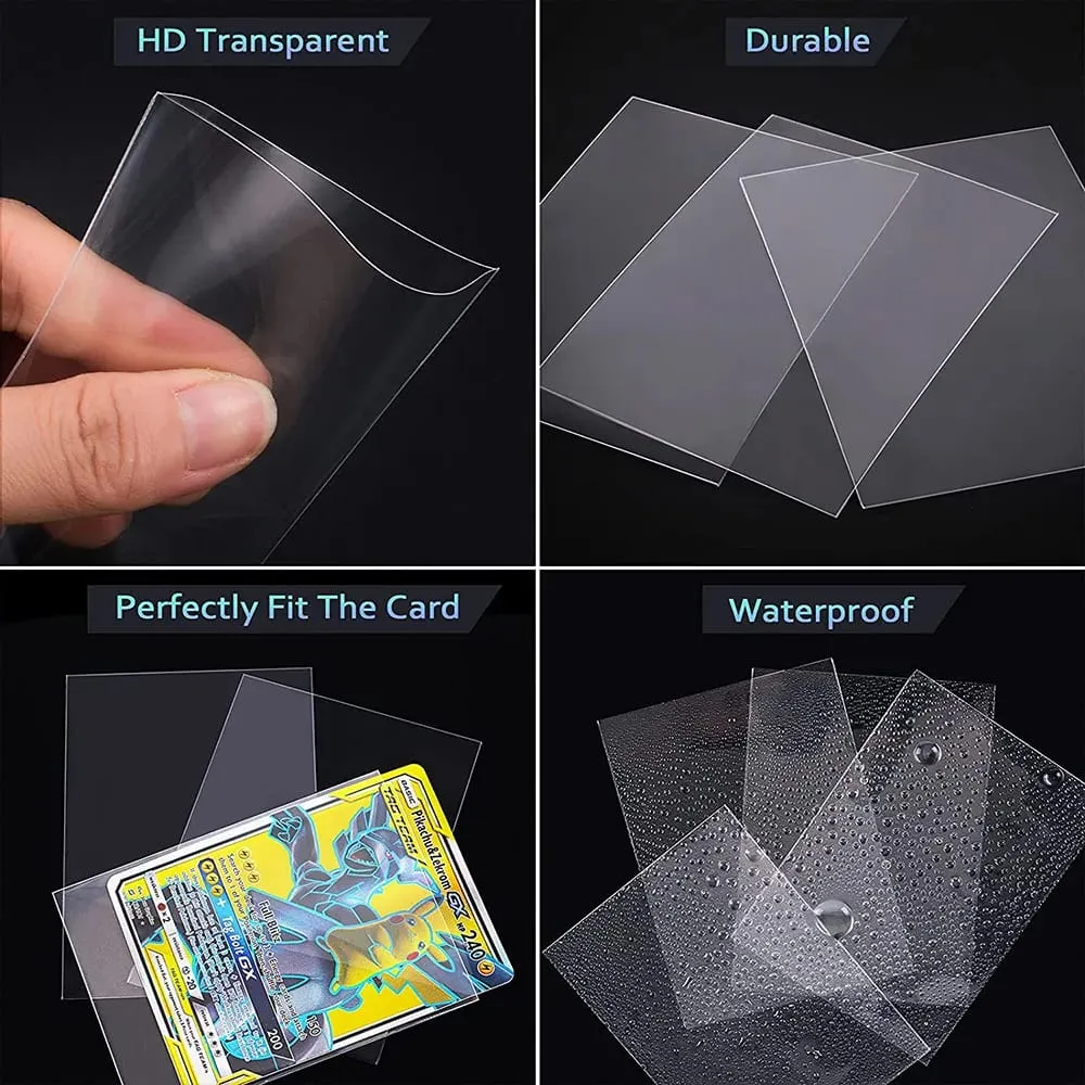 100Pcs Transparent Game Card Cover Clear Protector Sleeve Holder For Pokmones Board Game ID Trading Folder Photo Pouch Kit Toy