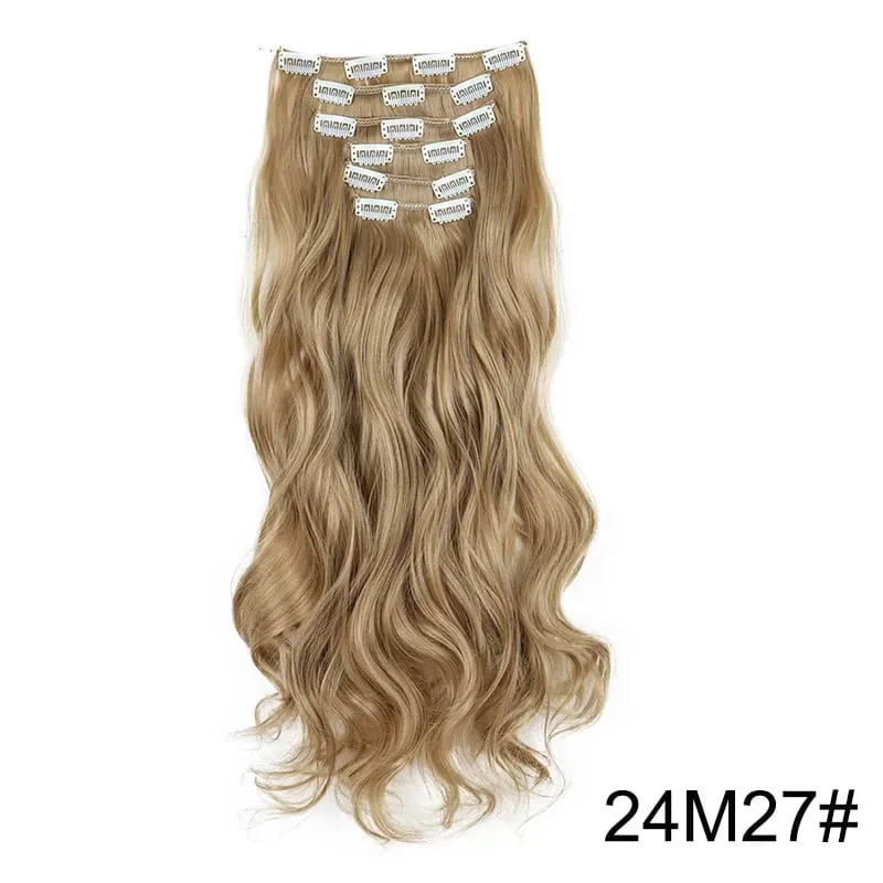 6pcs/set 24Inch Synthetic Long Curly Wavy Hair Extension 16 Clips High Tempreture Hairpiece Clip In Hair Extensions for Women