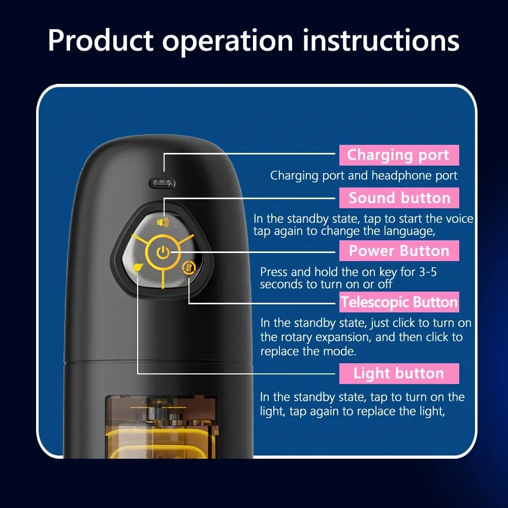 APP Male Masturbation Cup Auto Rotating Belt 10 Push Rotating Hands Free Electric Penis Pump Vision Sex Toy Male Sex Machine 18+