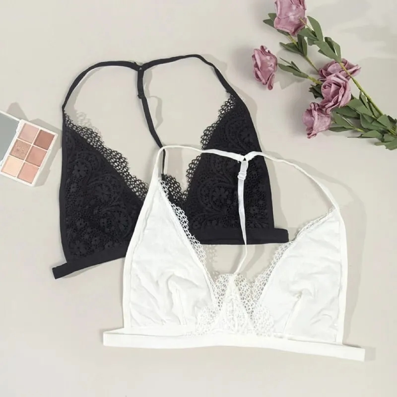 Lace Bra Set Women Front Closure Ultra Thin Bralette Push Up Sexy Lingerie Transparent Bra Low Rise Panties Wireless Underwear