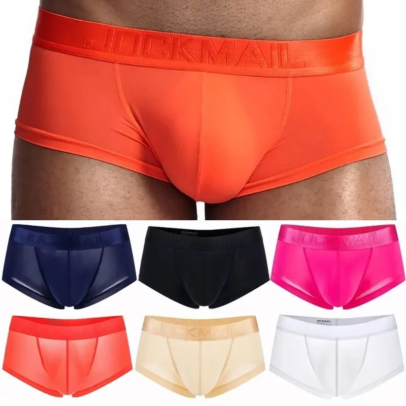 Sexy Ultra-thin Ice Silk Material Men's Underwear Fashion Solid Color Boxer Briefs Summer Cool and Breathable Male Trunks — image 12