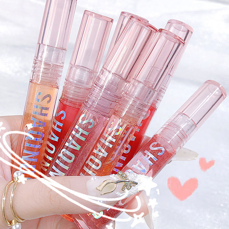 Four pack lip gloss set box water gloss jelly lip gloss moisturizing glass lips not easy to stick to cup