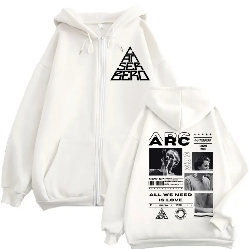 Canserbero Tudo o que precisamos é amor Muerte Vida Merch Zipper Hoodie Moda masculina Hip Hop Zip Up Moletons Casual Pulôveres de lã
