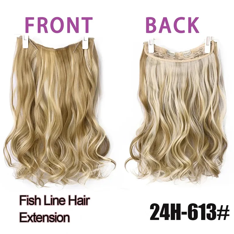 Silike 180g Fish Line Synthetic Wavy Clips in One Piece Hair Extensions 24 inch 17 Colors Heat Resistant Hair Extension — image 26