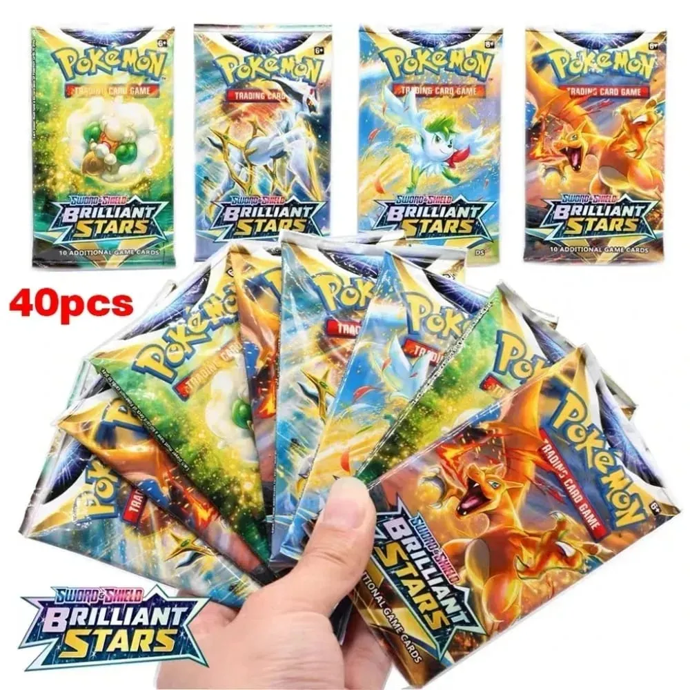 fun 40 Pieces Pokemon Card Pack 4 Sets Sun Moon Violet 151 English Trading Cards Collectible Toys Halloween Gift Fantasy Sci Fi