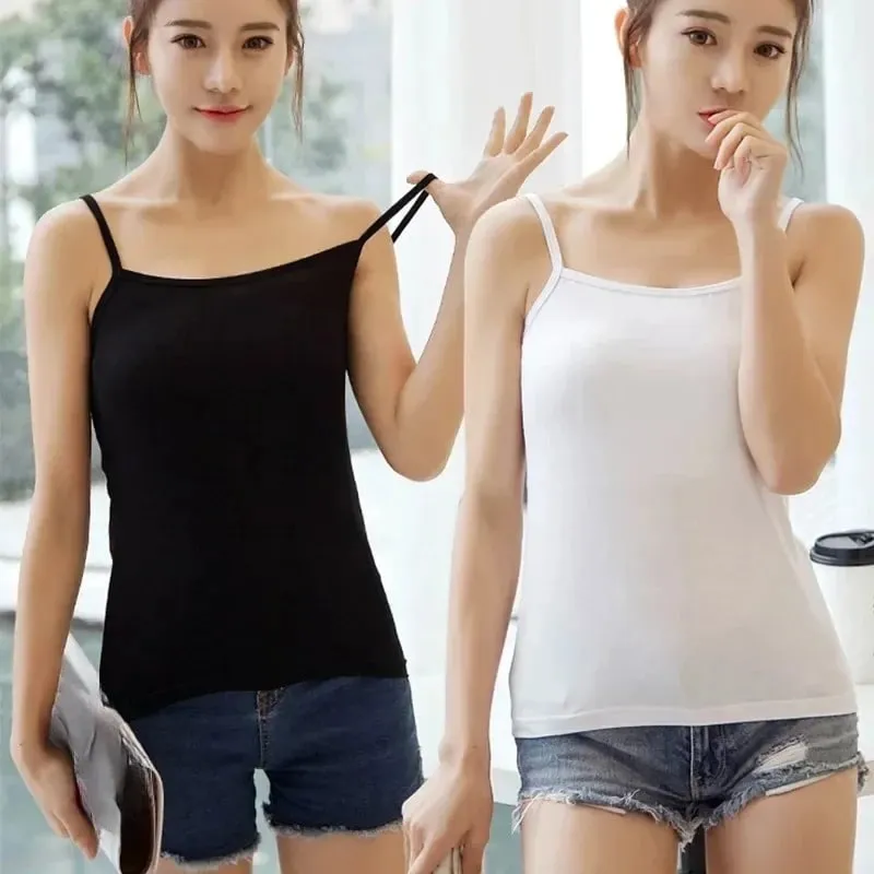 Sexy Camisoles Women Crop Tops Sleeveless Shirt Bralette Tops Solid Color Strap Skinny Vest Female Slimming Tanks Bra Underwear