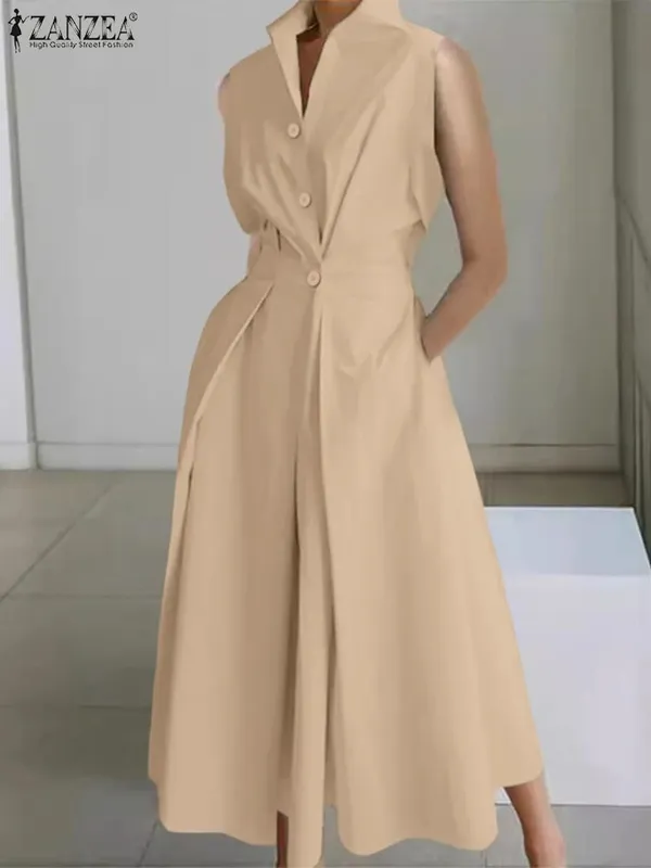 Elegant Chic Women Long Dresses Casual Short Sleeve Collared High Waisted Casual & Day Shirt Dress Solid Color S-3XL