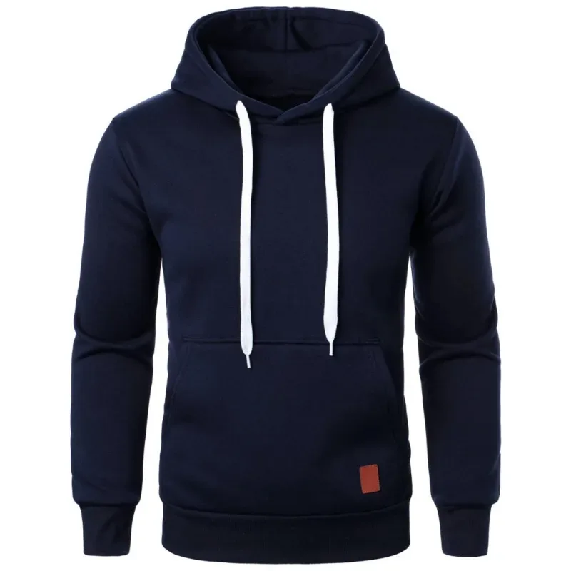 Masculino casual gola com capuz cordão hoodies moletom camisas de manga longa ao ar livre streetwear cor sólida pulôver leve