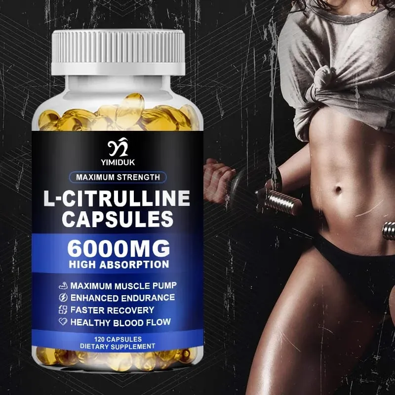 High Strength L-Citrulline Capsules with Gelatin Vitamin E Aid Vasodilation Build Muscle Fullness Quicken Recovery — image 5
