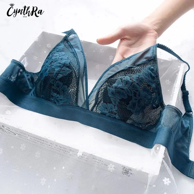 Women's Bra Set Sexy Breathable Lace Thin Gathered Push Up Underwear Large Size Wireless Soft Confort Lingerie Set