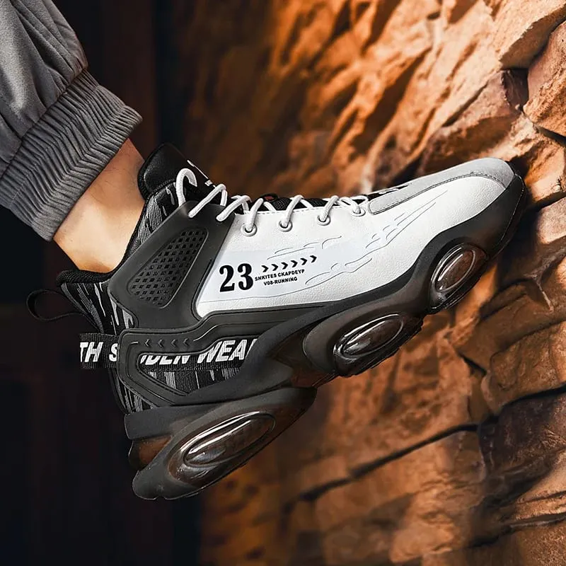 Men's Spring High Quality Trendy Shoes Thick Bottom Strap Basketball New Breathable Shock Absorbed Casual Sneaker Shoes 2025