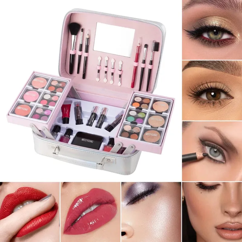 Beliebtes 36-teiliges Beauty-Set, Make-up, Eyeliner, Rouge, Lippenstift, Gesichtspflege, tägliches Make-up-Set, Damen-Geschenkset für Feiertage und Geburtstage