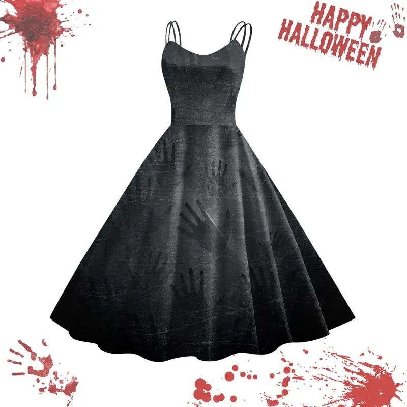 Halloween Horrible Blood Dresses For Women Masquerade Carnival Party Outfits Cosplay Costumes Disguise Roleplay A-Line Dress