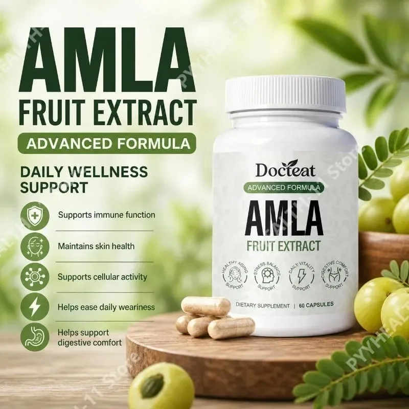 Docteat Amla gyümölcskivonat kapszula az immunrendszer támogatásáért és a bőr egészségéért C-vitamin B3-vitaminnal CoQ10 és PQQ 60 kapszula