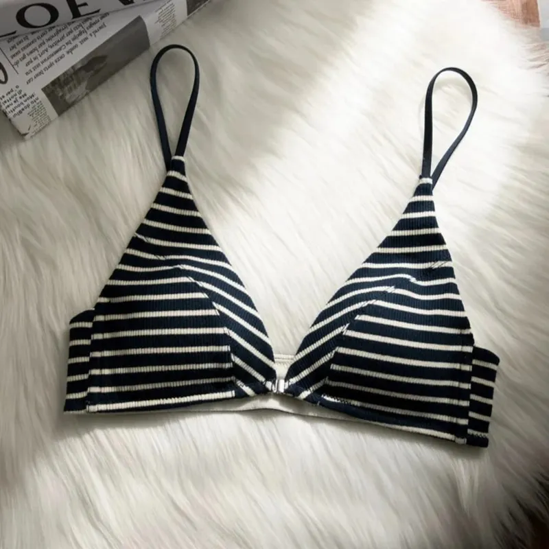 omen Front Closure Bra Set Summer Thin Spaghetti Strap Sexy Triangle Cup Backless Brassiere Lingerie Set 32‑38 Size