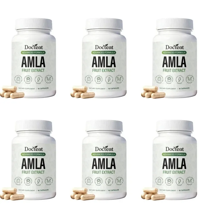 Docteat Amla-Fruchtextrakt-Kapseln unterstützen die Immunfunktion und unterstützen die Hautgesundheit mit Vitamin C B3 CoQ10 PQQ 60 Kapseln