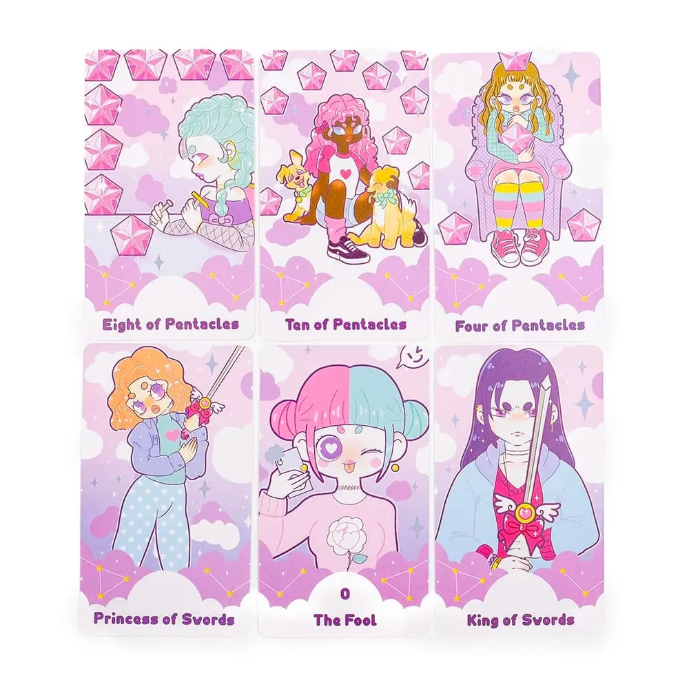 Pastel Journey Tarot Cards 78 Pcs English Version Divination Oracle Deck Board Game Camping Party Pink Original Women 10.4*6.1cm