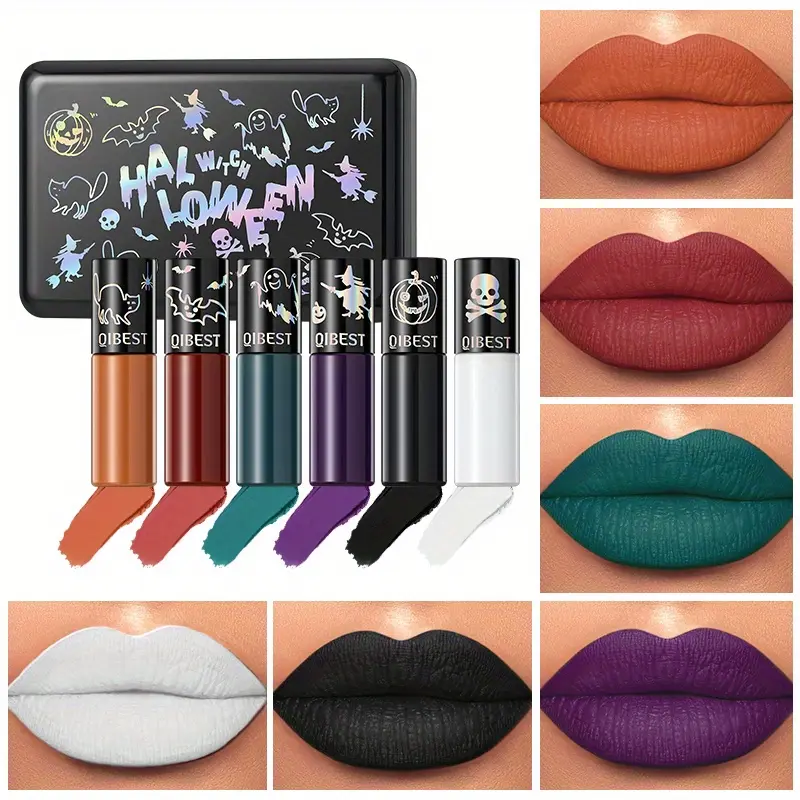 Halloween Matte Lip Glaze Set Lipstick Vampire Velvet Not Fading Lip Makeup