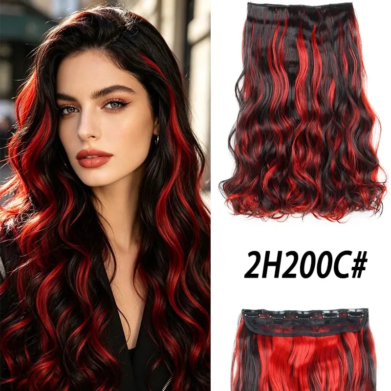 18Inch Synthetic Long Curly Hair Extension One Piece Highlight Rainbow Clip In Hair Extensions Fashion Hairpiece for Women