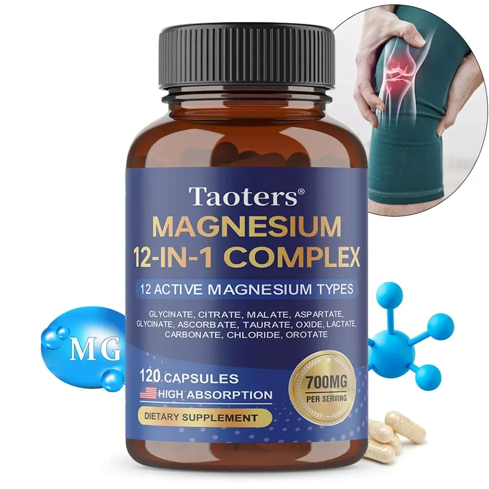 Magnesium 12-in-1 Complex Supplement – 700mg High Absorption Glycinate Citrate Malate & Taurate Blend for Muscle Nerve Sleep — image 1